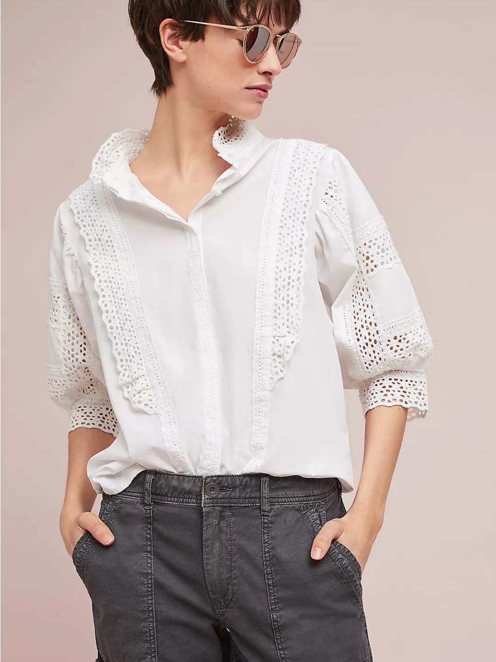 NWOT Anthropologie Hoss Intropia Vintage Lace Blouse Size 40 Z39